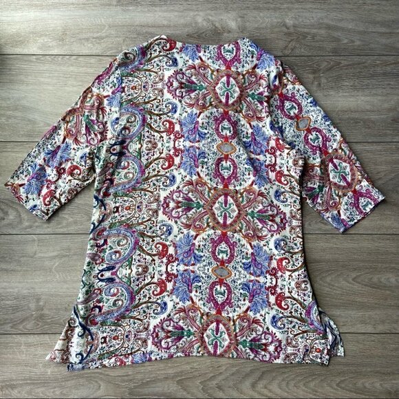 Papillon Boho Jewelled Paisley  Print Tunic Blouse M - Picture 12 of 16